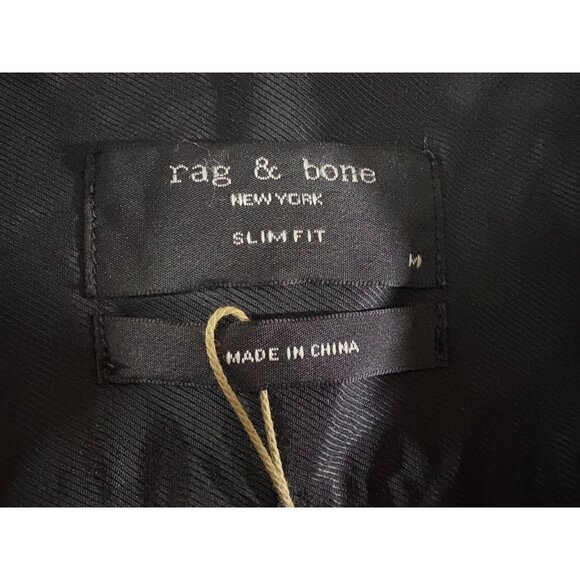 Rag & Bone slim fit plaid 3/4 placket shirt size M color asphalt NWT - Picture 2 of 9